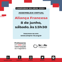 Camp. Salarial 2024 – Aliança Francesa: assembleia virtual sábado, 08/06, às 13h30